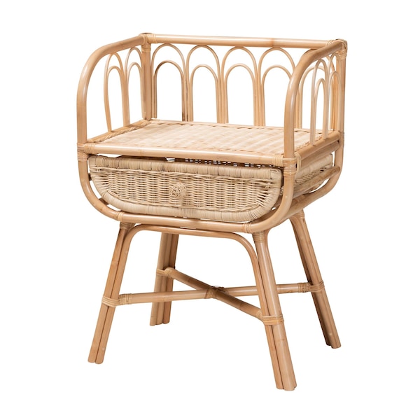 Baxton Studio Panchali Modern Bohemian Natural Brown Rattan Nightstand 231-13156-ZORO - main